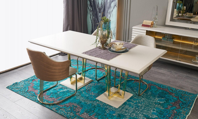 Ensemble de salle à manger dinette Mobilier de salle à manger Table de salle à manger Salle à manger 9 pièces Bois Beige