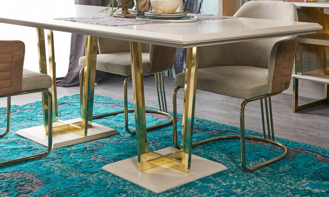 Ensemble de salle à manger dinette Mobilier de salle à manger Table de salle à manger Salle à manger 9 pièces Bois Beige