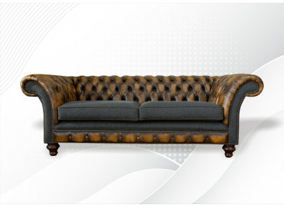 Chesterfield Canapé 3 places en cuir jaune de designer, de design moderne, de luxe pour le salon.