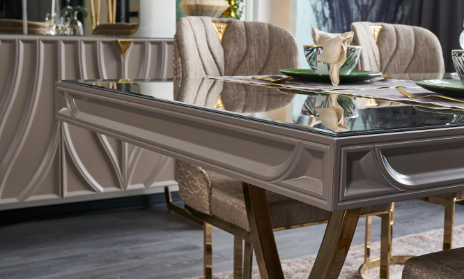 Table à manger Set de table Salle à manger Bois Marron Ensemble 7 pièces Chaises Luxe