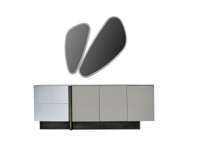Suite Commode avec Armoire à Miroir Ensemble de Chambre Moderne Blanc