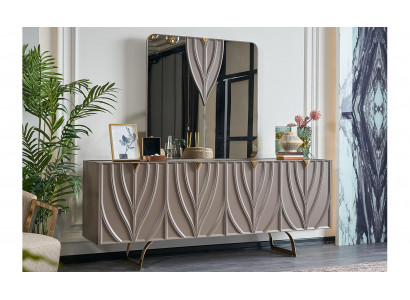 Buffet avec miroir Ensemble de buffet Salle à manger Bois Marron Armoire