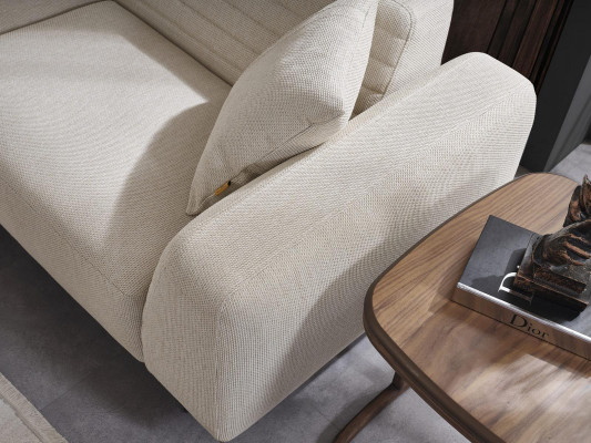 Salon Ensemble Canapé d'angle Forme U neuf Fauteuil de luxe en bois Table basse Tabouret