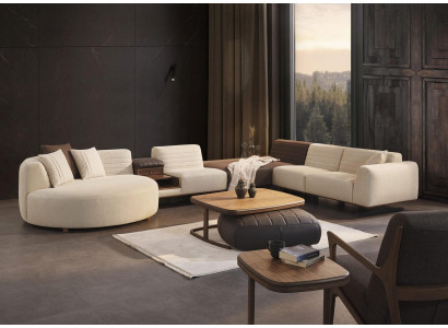 Canapé de luxe en forme de U Revêtement de tissu Salon Canapé d'angle Ameublement textile