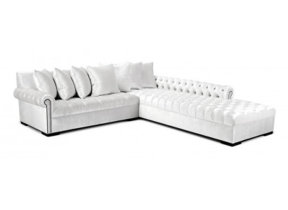 Canapé d'angle blanc en tissu Chesterfield Design Canapés Rembourrés Canapés en Tissu Mobilier de Luxe