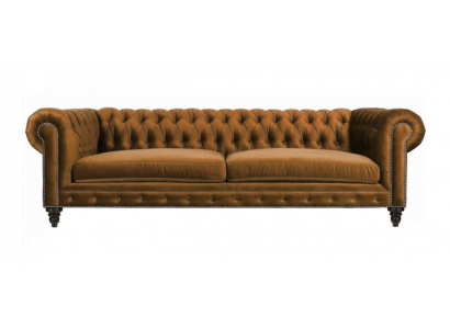 Chesterfield Trois Places Meubles Créatifs Tissu Orange Nouveau Salon Moderne
