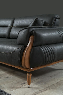 Canapé trois places noir de luxe Canapés rembourrés Meubles design Salon