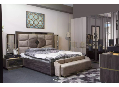 Chambre Suite de luxe Lit double 2x Tables de chevet Armoire Mobilier