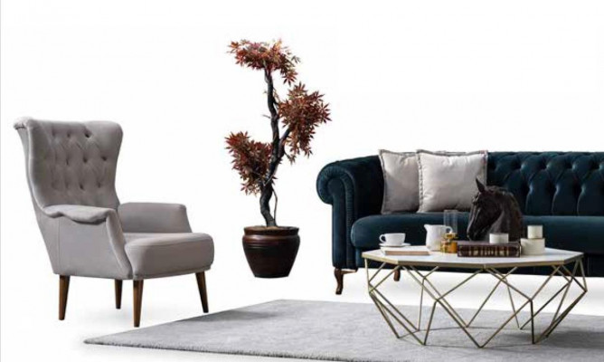 Canapé Chesterfield ensemble de canapés fauteuil de luxe deux places en tissu