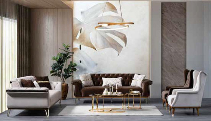 Canapé trois places de luxe, canapé moderne de designer, mobilier rembourré de salon