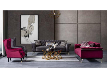 Fauteuil rose de luxe pour salon design, fauteuil cocktail d'une seule place en bois.