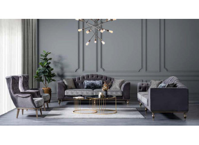 Fauteuil gris en tissu Fauteuil Lounge Fauteuil simple avec siège rembourré en bois pour le salon