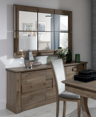 Commode Armoire avec miroir xxl Commode Buffet en bois neuf Bahut 2 pièces Ensemble en bois