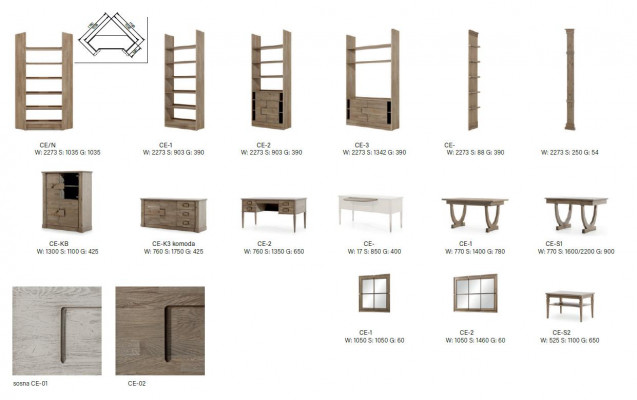 Commode Armoire avec miroir xxl Commode Buffet en bois neuf Bahut 2 pièces Ensemble en bois