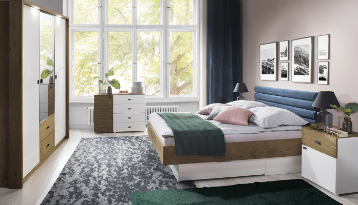 Designer Lit rembourré Lit Lits Tissu Bois Luxueux lit de mariage 180x200cm Lit double