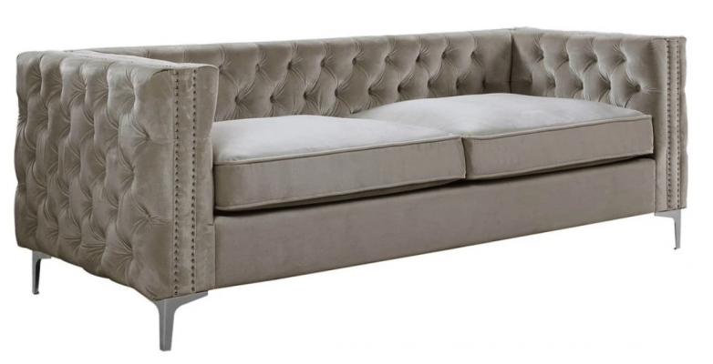 Chesterfield canapé trois places en textile moderne en velours pour le salon de luxe