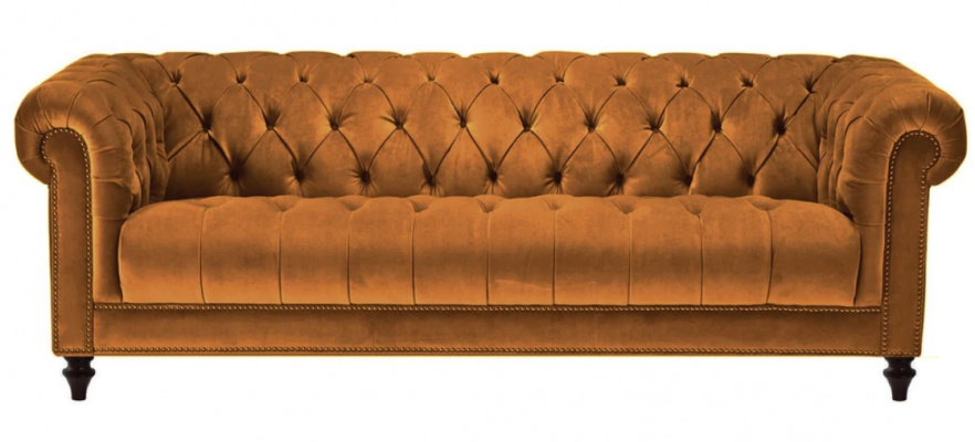 Chesterfield Original Velours Trois Places Tissu Design Canapés Rembourrage Canapé Sofas