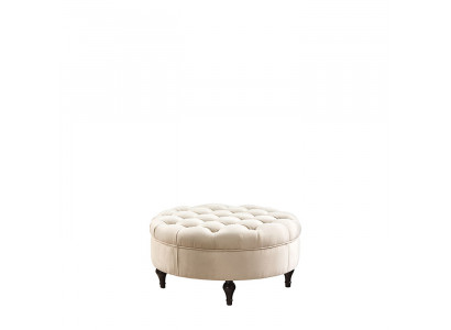 Tabouret rembourré Chesterfield rond, repose-pieds, ottoman, côté nouveau canapé rond