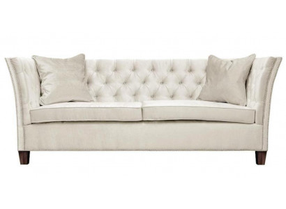 Canapé Chesterfield deux places en tissu gris clair pour le salon, design et créatif