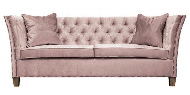 Canapé Chesterfield deux places en tissu gris clair pour le salon, design et créatif