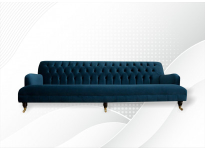 Grand canapé Chesterfield 250cm canapé 4 places en cuir et textile turquoise.
