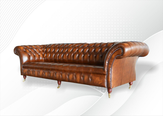 Canapé Chesterfield marron en cuir pour 4 personnes
