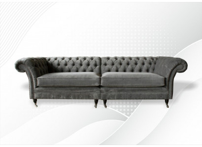Canapé Chesterfield XXL 4 places Revêtement Siège Suite Textile Cuir