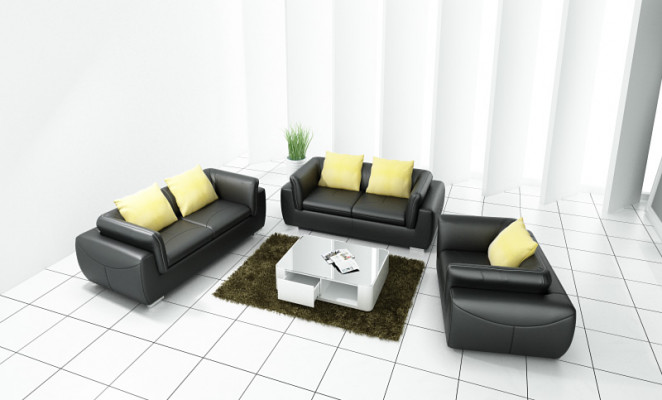 Canapé en cuir avec USB Living Landschaft 3+2+1 Places Suite Design Moderne Canapé Canapé