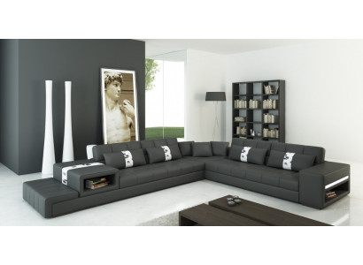 Canapé d'angle avec USB Canapé Canapé Paysage vivant Siège Coin Suite Cuir Textile Peterso