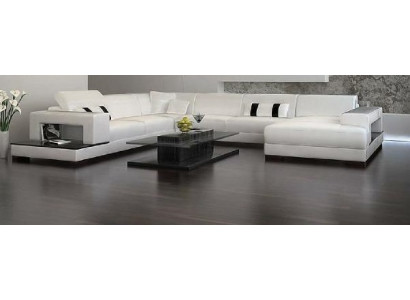 Paysage de vie Canapé Rembourrage Coin Suite Canapé design en cuir Grand canapé avec USB