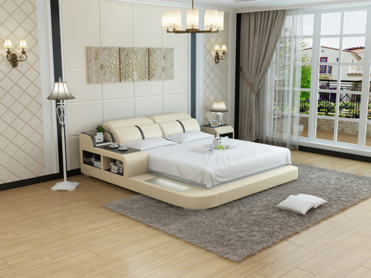 Lit en cuir avec USB, lits de luxe doubles en 140/160/180 marie moderne LB8821