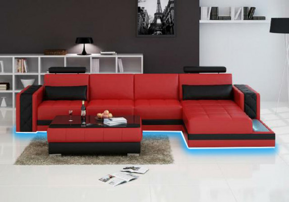 Canapé d'angle Canapé en cuir Grand canapé en U XXL Paysage vivant Canapé Sofa Suite neuf H2211B