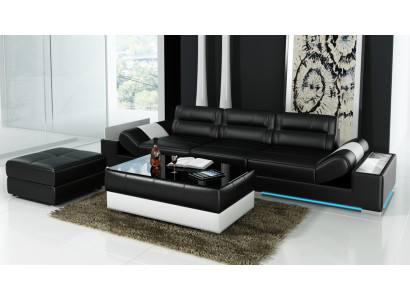 XXL Grand canapé Lounge Club 3+3 places Canapé multifonction en cuir + USB + LED