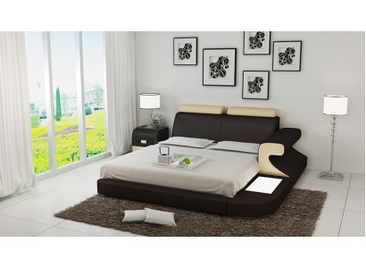 Lit double rembourré Design Moderne Chambre à coucher avec USB & Étagère 180x200cm