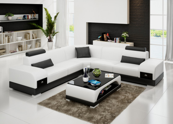Canapé en cuir Canapé Canapé d'angle Canapé d'angle Suite de design moderne