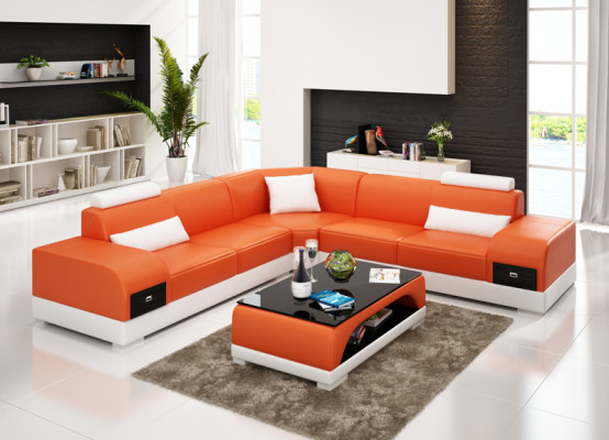 Canapé en cuir Canapé Canapé d'angle Canapé d'angle Suite de design moderne