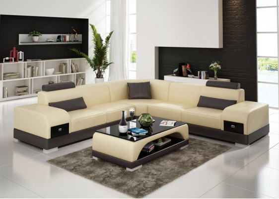 Canapé en cuir Canapé Canapé d'angle Canapé d'angle Suite de design moderne