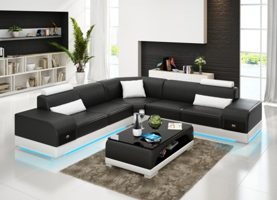 Canapé en cuir Canapé Canapé d'angle Canapé d'angle Suite de design moderne