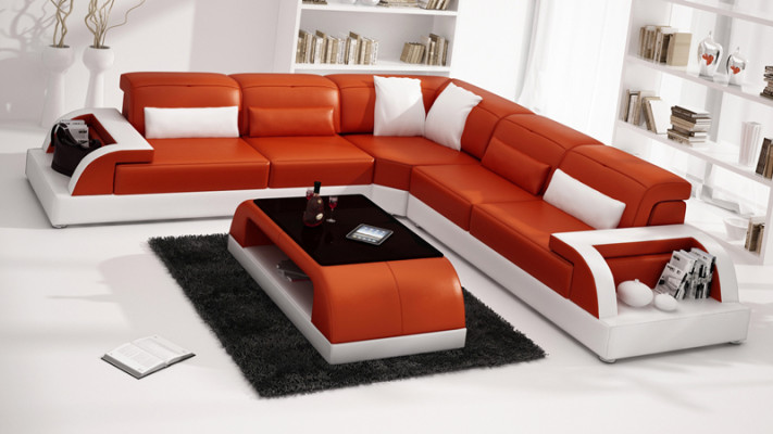 Canapé en cuir canapé paysage vivant canapé d'angle coin décor moderne suite de design