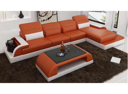 Canapé en cuir Canapé canapé paysage Salon Canapé d'angle Suite d'angle Design Canapé moderne L6012C