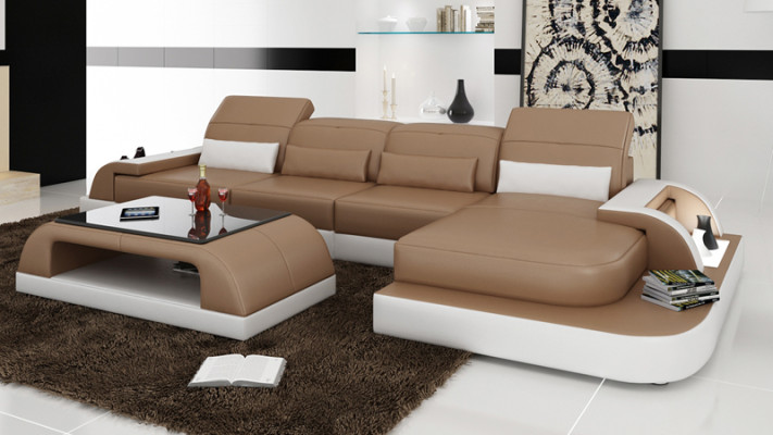 Canapé en cuir Canapé canapé paysage Salon Canapé d'angle Suite d'angle Design Canapé moderne L6012C