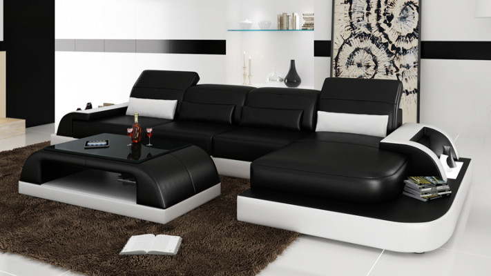 Canapé en cuir Canapé canapé paysage Salon Canapé d'angle Suite d'angle Design Canapé moderne L6012C