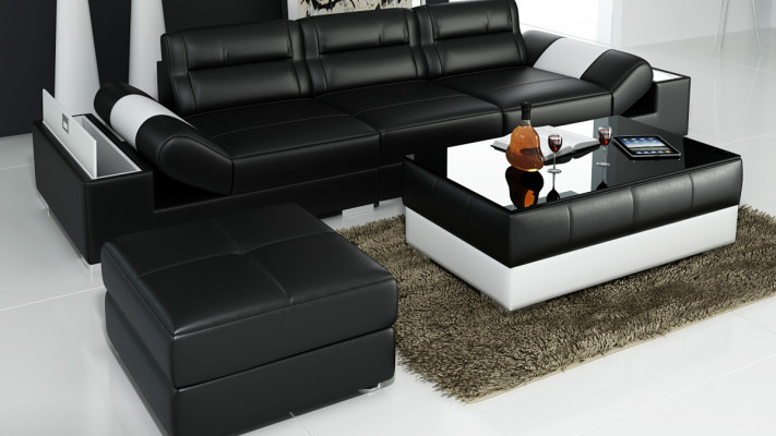 Canapé en cuir canapé canapé ensemble de canapés neuf 3 + 3 places nouveau design