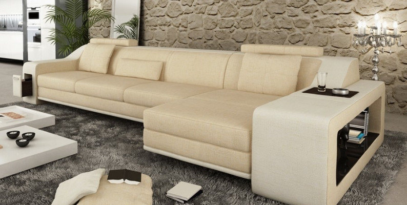 Canapé d'angle design Canapé Canapé Rembourrage Siège Canapés Ensemble d'angle Textile Cuir