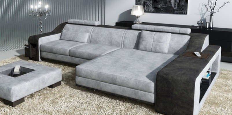 Canapé d'angle design Canapé Canapé Rembourrage Siège Canapés Ensemble d'angle Textile Cuir