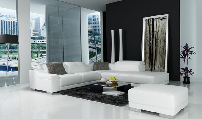 Canapé en cuir canapé canapé couch paysage vivant canapé d'angle suite d'angle design moderne L K5002C