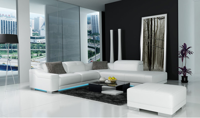 Canapé en cuir canapé canapé couch paysage vivant canapé d'angle suite d'angle design moderne L K5002C