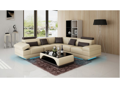 Canapé en cuir Canapé Canapé salon Moderne Canapé d'angle Canapé d'angle Suite de design
