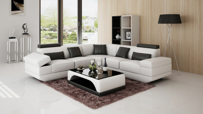 Canapé en cuir Canapé Canapé salon Moderne Canapé d'angle Canapé d'angle Suite de design
