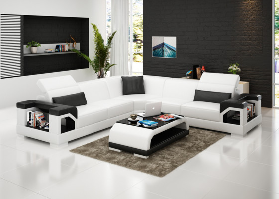 Canapé en cuir canapé canapé paysage vivant coin moderne canapé d'angle suite design